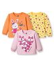 Doodle Poodle 100% Cotton Single Jersey Knit Full Sleeves Top With Floral Print Pack Of 3 - Yellow Pink & Orange