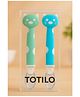 Totilo Silicone Spoon for Baby Feeding, BPA Free Food Grade Material Spoon, Baby Feeding Spoon with Comfortable Grip Handle - Green&Blue (Pack Of 2)