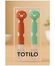 Totilo Silicone Spoon for Baby Feeding, BPA Free Food Grade Material Spoon, Baby Feeding Spoon with Comfortable Grip Handle - Mehroon& Green (Pack Of 2)