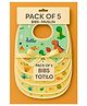 Totilo Muslin Button Bibs For Baby- Assorted Colours- Pack Of 5