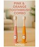 Totilo Kids Bunny Toothbrush with Soft Silicone Head, Blue and White, Stand - Up Base - Pink & Yellow (Pack Of 2)