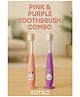 Totilo Kids Bunny Toothbrush with Soft Silicone Head, Blue and White, Stand - Up Base - Pink & Purple (Pack Of 2)