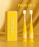 Totilo Kids Bunny Toothbrush with Soft Silicone Head, Blue and White, Stand - Up Base - Yellow & Yellow ( pack of 2)