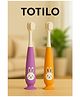 Totilo Kids Bunny Toothbrush with Soft Silicone Head, Blue and White, Stand - Up Base - Yellow & Purple ( Pack Of 2)