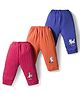 Simply Cotton Knit Full Length Lounge Pant With Animal Print Pack Of 3 - Red Blue & Orange