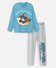 Nap Chief Pure Cotton Knit Warner Bros Featuring Full Sleeves Tom & Jerry Printed Relaxed Fit Night Suit Set - Blue