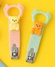 Totilo Baby Nail Clipper with Bear Design, Safe Stainless Steel Blades with Ring - Blue & Pink (PACK OF 2)