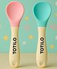 Totilo Silicone Spoon With Plastic Handle, BPA Free Spoon For Baby, Infants - Pink & Green (Pack of 2)