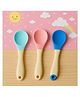 Totilo Silicone Spoon With Plastic Handle, BPA Free Spoon For Baby, Infants - Blue, Green & Pink (Pack of 3)