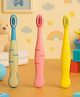 Totilo Cute Handle Soft Bristle With Tongue Scrapper Kids Toothbrush - Blue, Pink & Yellow (Pack of 3)