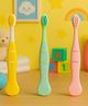 Totilo Cute Handle Soft Bristle With Tongue Scrapper Kids Toothbrush - Pink, Yellow & Green (Pack of 3)