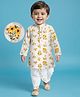 EARTHY TOUCH Cambric Woven Full Sleeves Kurta Dhoti Set With Floral Print - White