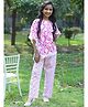 Cutiekins Cotton Woven Half  Sleeves Floral Printed Kaftan Kurta & Pant Set - Pink