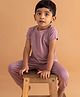 A Toddler Thing Modal Knit Half Sleeves Solid Tee & Pant Set - Dusty Rose Pink