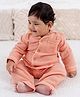 A Toddler Thing 100% Muslin Knit Full Sleeves Solid Night Suit Set - Peach