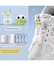 Neska Moda Cotton Cute Frog Applique Detailed Shoe Buckles With Laces & Tail Clips - White