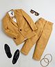 Jeet Ethnics Knit Full Sleeves Checked 4 Piece Party Suit Set With Bow - Mustard