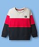 CrayonFlakes Fleece Cotton Knit Full Sleeves Color Block Pre Winter Sweatshirt -  Black
