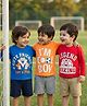 Doodle Poodle 100% Cotton Knit Full Sleeves T-Shirts with Sport Theme Print Pack of 3 - Orange Red & Blue
