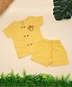 A Toddler Thing 100% Muslin Woven Half Sleeves Giraffe Embroidered Shirt & Shorts Set - Yellow