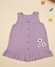 A Toddler Thing 100% Muslin Woven Sleeveless Floral Applique Detailed Dress - Lilac