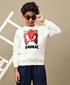 Kidsville Sonic Featuring Full Sleeves Knuckles The Echidna Printed Light Winter Sweatshirt - Off White