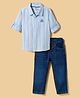 Simply Premium Cotton Woven Full Sleeves Striped Shirt & Denim Jeans Set - Blue