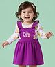 Doodle Poodle 100% Cotton Interlock Knit Frock With Inner Tee & Floral Print - Purple & White