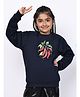 BaawRi Fleece Knit Full Sleeves   Chilli Pepper Printed Winter Sweatshirt - Navy Blue