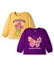 Doodle Poodle 100% Cotton Knit Full Sleeves Tops with Floral Print Pack of 2 - Purple & Yellow
