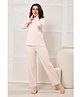 Piu Knit Full Sleeves Solid  Night Suit Set - Peach
