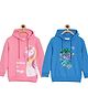 The Mom Store Cotton Knit Pack Of 2 Full Sleeves Unicorn & Typography Printed Light Winterwear Hooded Sweatshirts - Multi Colour
