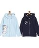The Mom Store Cotton Knit Pack Of 2 Full Sleeves Unicorn Printed Light Winter Hooded Jacket - Multi Colour