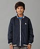 Under Fourteen Only Full Sleeves Leaves Printed Jacket - Navy Blue