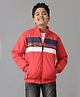 Under Fourteen Only Full Sleeves Striped & Typography Printed Light Winter Jacket - Red