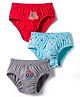Tango Single Jersey Knit Briefs With Vehicle Print Pack of 3 - Red Aqua & Grey