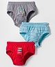 Tango Single Jersey Knit Panties with Text Print & Stripes Pack of 3 - Red Aqua Blue & Grey