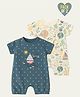 furr balls Organic Cotton Knit Pack Of 2 Half Sleeves Sailboat Printed Romper - Blue & Off White