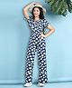 Cutiekins Woven Half Sleeves Floral Printed Jumpsuit - Navy Blue & Green