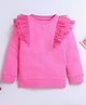 Nino Bambino Organic Cotton Knit Full Sleeves Frill Detailed Light Winter Sweatshirt - Pink