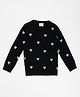 Pantaloons Junior Knit Full Sleeves Hearts Glitter Designed Sweater - Black