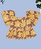 Pantaloons Junior Cotton Woven Half Sleeves Floral Printed Top - Brown