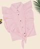 Pantaloons Junior Woven Frill Sleeves Textured Shirt Style Top  - Pink