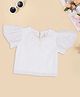 Pantaloons Junior Knit Half Flutter Sleeves Bow Applique Detailed Top - White
