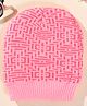 Little Palz Woollen Woven Self Designed Cap - Pink - Circumference 36 Cm