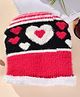 Little Palz Woollen Woven Hearts Designed Cap - Pink - Circumference 36 Cm
