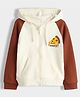 Orange Sugar 100% Cotton Knit Full Raglan Sleeves Pizza Printed Light Winter Zipper Hoodie - Brown