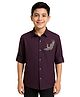 Charchit Cotton Woven Full Sleeves Bird Design Embellished Shirt - Violet