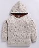 CUTOPIES Cotton Knit Full Sleeves Alphabets Printed Hooded Sweatshirt - Muted Brown