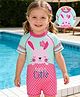 Babyhug Half Raglan Sleeves Bunny & Polka Dots Printed Legged Swimsuit - Multicolour
